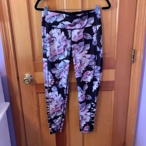 Ideology navy/purple floral leggings size medium